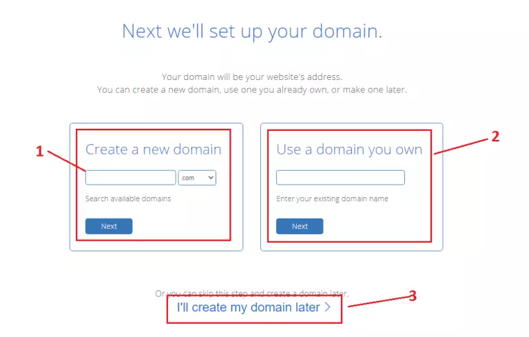 Bluehost create your domain name