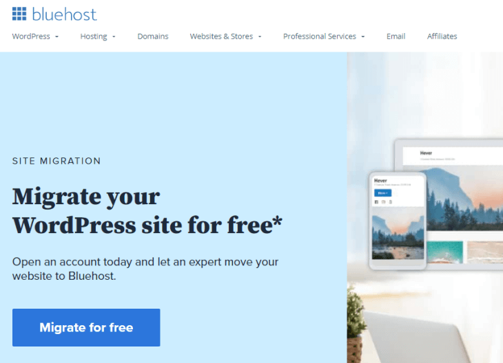 Bluehost website migration